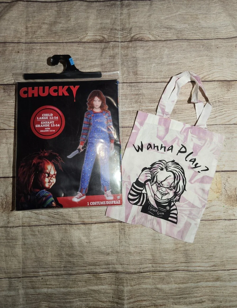 Childs play chucky child's large halloween costume and trick or treat tote bag